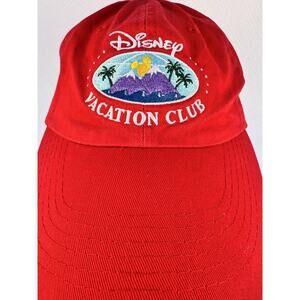 Vintage DISNEY Vacation Club Member Hat Red One-Size Adjustable Soft Cotton